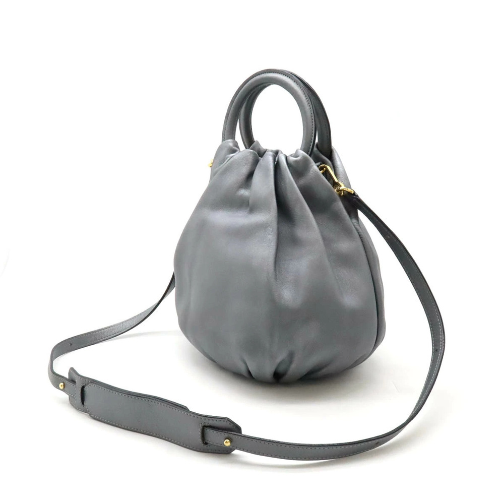 Loewe Shoulder Metallic Handbag Anagram Bag Bounce Leather Gray